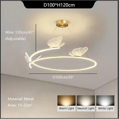 Moderna mariposa LED colgante luz decorada casa minimalista sala de estar dormitorio lámpara colgante - 3/3