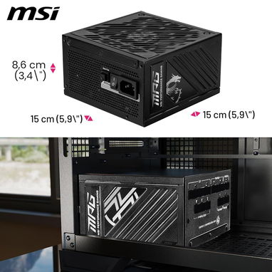 MSI MPG A850GS PCIE5, fuente de alimentación de 850 W, 80+ Gold, cables duales de 12V-2x6 52815418 - Img 123918037
