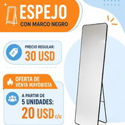 ESPEJO CON MARCO NEGRO (Precio por unidad: 30 USD, Precio por cantidad, a partir de 5 unidades: 20 USD) - Img 55992743