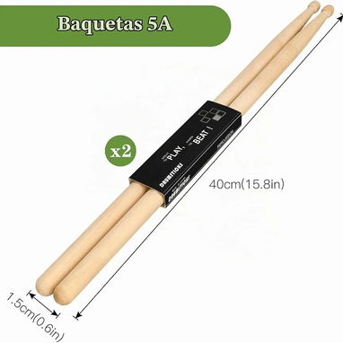 Baquetas 5A, punta ovalada de madera antideslizante para tambor de jazz, batería electrónica, instrumento musical, percu - 4/4