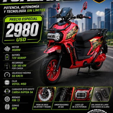 Motos eléctricas: Ava Flamingo, Topmap, Kvitova, Vedca, Yoazaky 707, Scooter fly, Fly racing, Volta X - 6/9