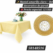 Mantel amarillo claro + Reloj decorativo de pared - Img 56011761