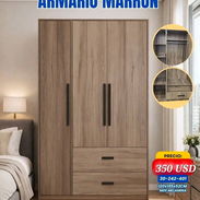 Armario ropero 120x52x195 cm color nogal claro  tiradores metálicos, melamina resistente - Img 55696293