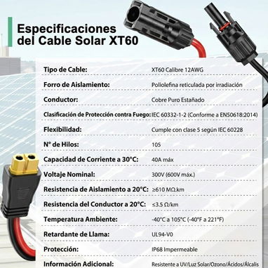 ​CABLE SOLAR XT60 9.1 Mtrs. 🚀 ¡CONEXIÓN DE PANEL Y ECOFLOW! ⚡ - Img 115431483