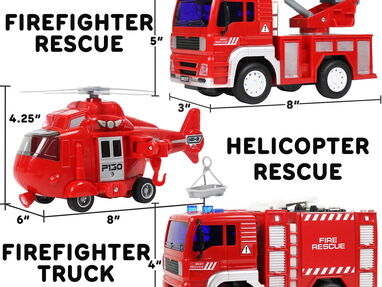 ✅ Combo de rescate: Helicóptero y 2 Camión de Bomberos ✅ Juguete de niño - Img 63429425