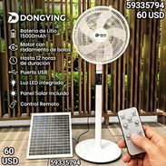Ventilador recargable 16 pulgadas de pedestal y batería de Litio 15mil mah 12h carga USB Luz LED Panel Solar 60 USD - Img 55533975