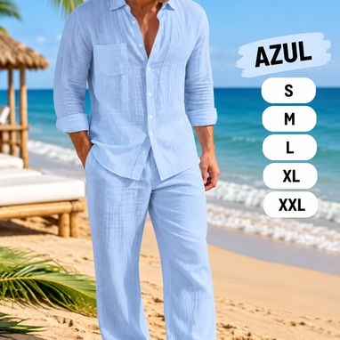 Conjuntos de hombre mangas largas (azul,beige y blanco) - 3/3