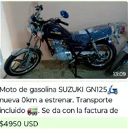 🔊🔊🔊 Nuevaaa Moto Suzuki GN 125, garantía, papeles y transporte incluido en la Habana - Img 45984879