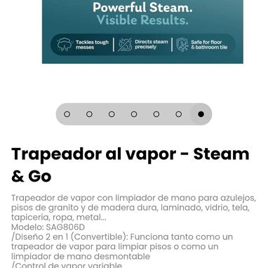 Trapeador al vapor - Steam & Go. Modelo: SAG806D - 7/7