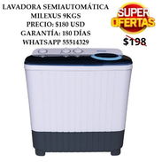 LAVADORA SEMIAUTOMÁTICA 9KG MILEXUS, ENTREGA DE FACTURA, VARIEDAD DE ELECTRODOMÉSTICOS, ETC - Img 54387071