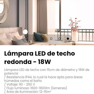 Lámpara LED de techo redonda con 15cm de diámetro  - 18W de potencia - 5/5