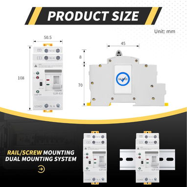 Mini ATS AC Interruptor de transferencia automática/manual 2P 63A 110V, ATS de transferencia manual para fuente de alime - Img 123698939