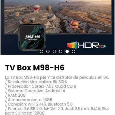 TV Box M98-H6. Se incluye: Mando a distancia y cable HDMI - Img 116333138