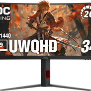 AOC CU34G4H Monitor de juegos ultraancho curvo de 34 pulgadas, WQHD 3440x1440, DisplayPort de 200 Hz / 100Hz HDMI, 0.3ms - Img 57638117