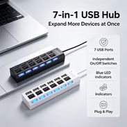 🔌 Hub USB 3.0 – 7 Puertos con Switch (Blanco) - Img 58224880