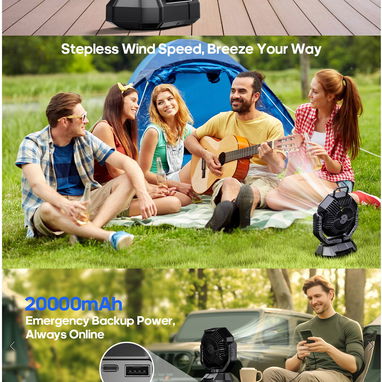 🌀Ventilador recargable portátil TT-15 CON LÁMPARA Y BATERÍA DE 20,000 mAh – ¡Ideal para nuestros apagones! - Img 102667106