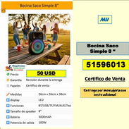 MV-622-Bocina Saco Simple 8 pulgadas.....50 USD...51596013...transporte costo adicional - Img 55778345