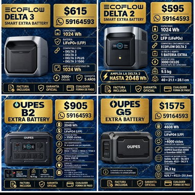 🔋 ESTACIONES DE ENERGÍA ☀️ PANELES SOLARES ⚡ BATERÍAS  ⭐ Marcas disponibles: ECOFLOW • BLUETTI • DJI • GROWATT • OUPES - 4/5