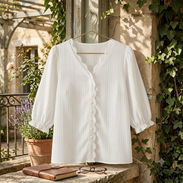 Blusa Blanca con Detalles de Encaje XL 16 - Img 57754468