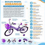🚲 BICICLETA INFANTIL ANBANGQI – MORADA 💜 💰 Precio: 100 USD ✨ Diseño clásico/cruiser 🧺 Canasta delantera + parrilla - Img 56841257