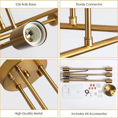 💡✨ LÁMPARA COLGANTE LIMEJUA | ORO | 6 LUCES SPUTNIK | REGULABLE – 50 USD - Img 118820459