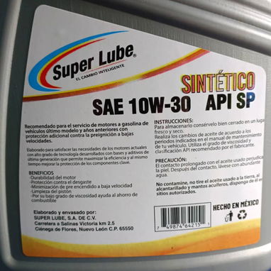 Aceite motor SINTÉTICO SAE 10W-30 — API SP - 2/2