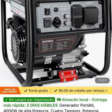 Planta eléctrica de gasolina corriente 110-220 volt de 4000 watt ,  6800 watt y  9000 watt adaptable a gas - 3/3