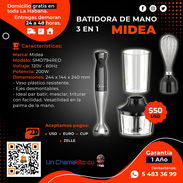 💲50💲BATIDORA DE MANO MIDEA  3 EN 1. ENTREGA GRATIS FACTURA Y GARANTÍA. TLF 54833699 - Img 50731443