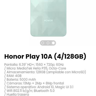 Honor Play 10A (4/128GB). Batería: 5000 mAh - Img 120777281