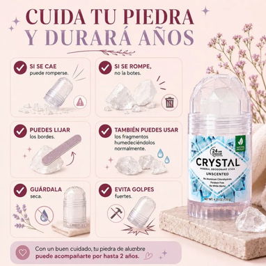 Piedra de alumbre Desodorante Natural Sin manchas Sin mal olor Sin fragancia Sin aluminio Alumbri Larga duración - 8/8
