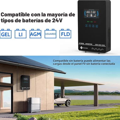Inversor híbrido Sumry 4000W 24V a 120V onda sinusoidal pura, cargador solar MPPT 140A hasta 5600w - 2/5