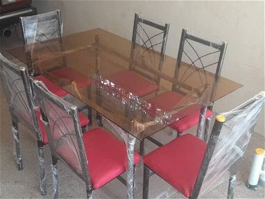 Juegos de comedor de 2 - 4 y 6 sillas. Comedores de tubos con cristal - Img 65988554