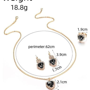 Conjunto de Pendientes, Collar y Anillo con Colgante de Corazón, Joyería Ligera para Mujeres - Img 113569413