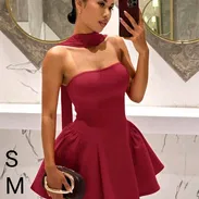 Vestido rojo vino tallas S y M - Img 58336663