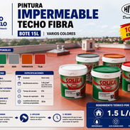 Pintura impermeable profesional con fibra de vidrio bote de 15L diferentes colores - Img 57095516