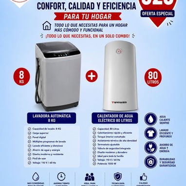 Combos de elctrodomesticos: Freidora mas arrocera, lavadora mas calentador de agua. - 2/6