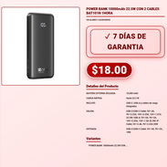 POWER BANK 10000mAh 22.5W CON 2 CABLES BAT101N 1HORA . - Img 57927157