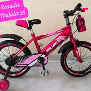 Bicicletas medida 16 rosada fucha y morada con pomo de agua para niñas de 4 a 8 años nuevas en su caja - Img 58194705