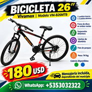*Bicicleta 26* - Modelo VM-B26MTB - Marca Vivamax - Colores disponibles: 🟢🔵 - - Img 57987680