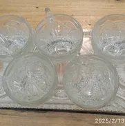 Tasas de cristal tallado antiguas + bandeja - Img 48612235