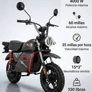 Moto eléctrica 1650usd 4000w 60millas de alcance 35millas por hora de velocidad máxima 15.*3" neumáticos anchos 330lb - Img 53367049