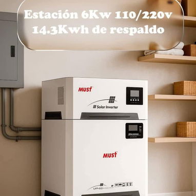 ⚡Sistema Inversor Solar MUST TODO EN UNO⚡ 6kW con batería de litio de 15.3kWh - Solución híbrida de alto rendimiento. - Img 122161461