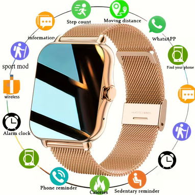 Reloj Inteligente dorado con 3 manillas, acero inxidable - 3/3