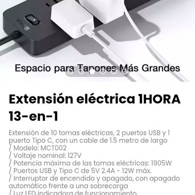 Extensión eléctrica 1HORA 13-en-1. Con un cable de 1.5 metro de largo - Img 110461948