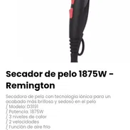 Secador de pelo 1875W - Remington. Modelo: D3191. No trae difusor. Nuevo - Img 52911929