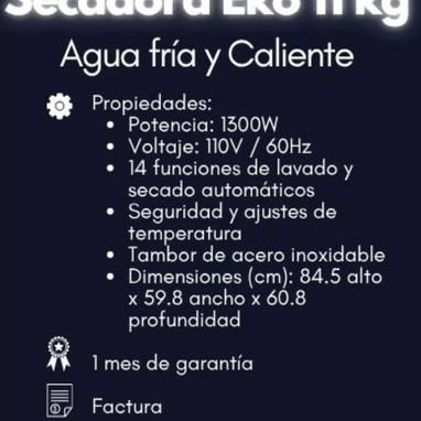 Lavadora secadora EKO de 11kg…MENSAJERIA INCLUIDA EN EL PRECIO - Img 123258742