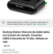 ✅Docking Station Wavlink externo de doble bahía con función de clonado.Conexión USB3.0 Nuevo en caja.Garantía de 15 días - Img 48782118