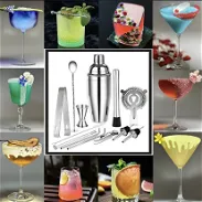 Coctelera,Kit De Coctelería para Bartender o Batman  Cocktail Shaker Set, 14 Piezas NUEVA acero inoxidable 58803804 - Img 43828138