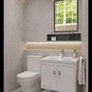 Set de baño tanque, lavamanos y botiquín con espejo con luces LED. - Img 55099480