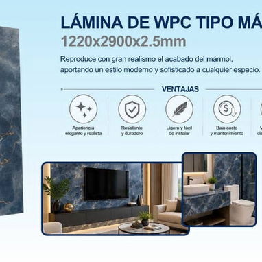 🚧 Lámina de WPC Tipo Mármol Medidas: 1220 x 2900 x 2.5 mm 🚧 - 4/4